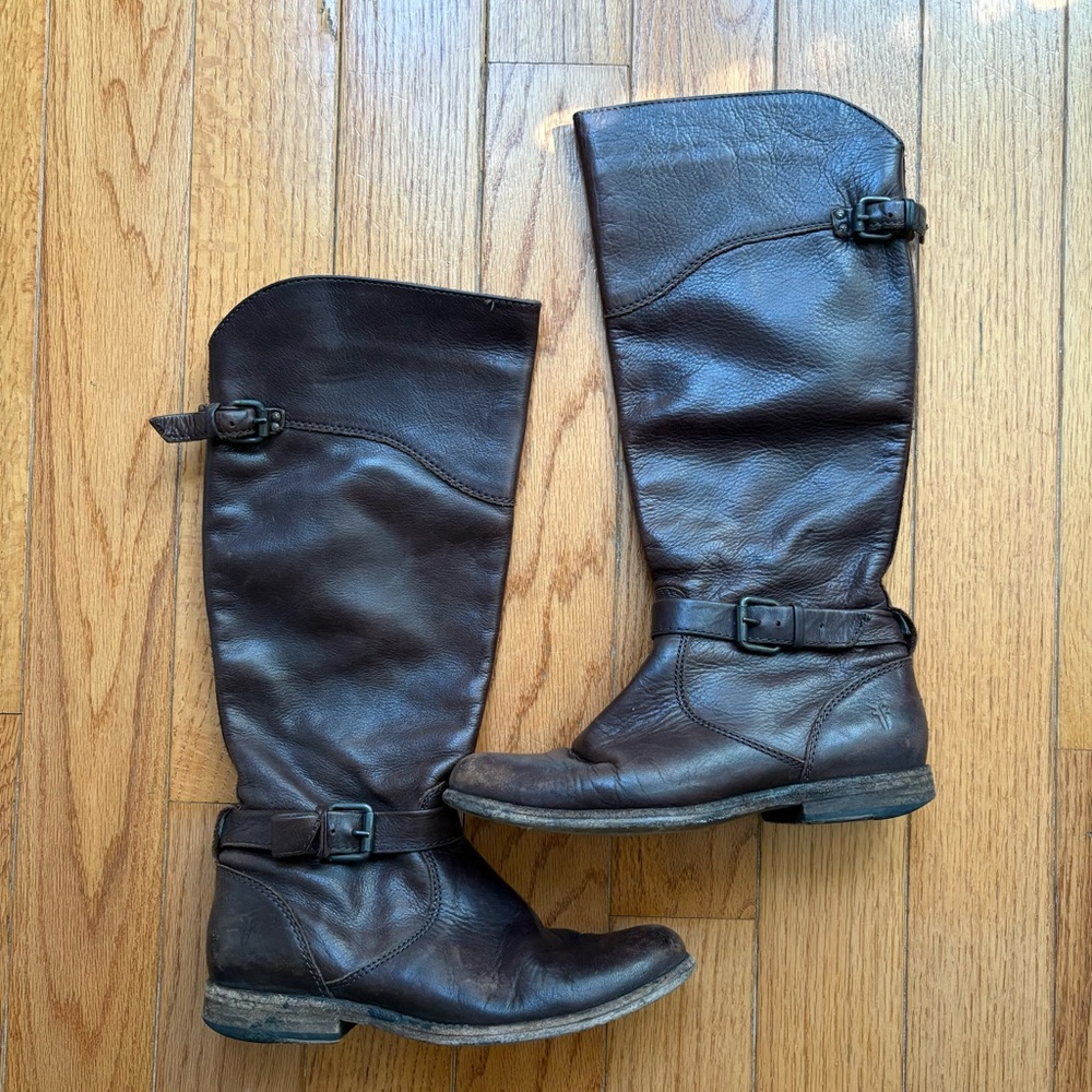 Frye dark brown leather boots size 7